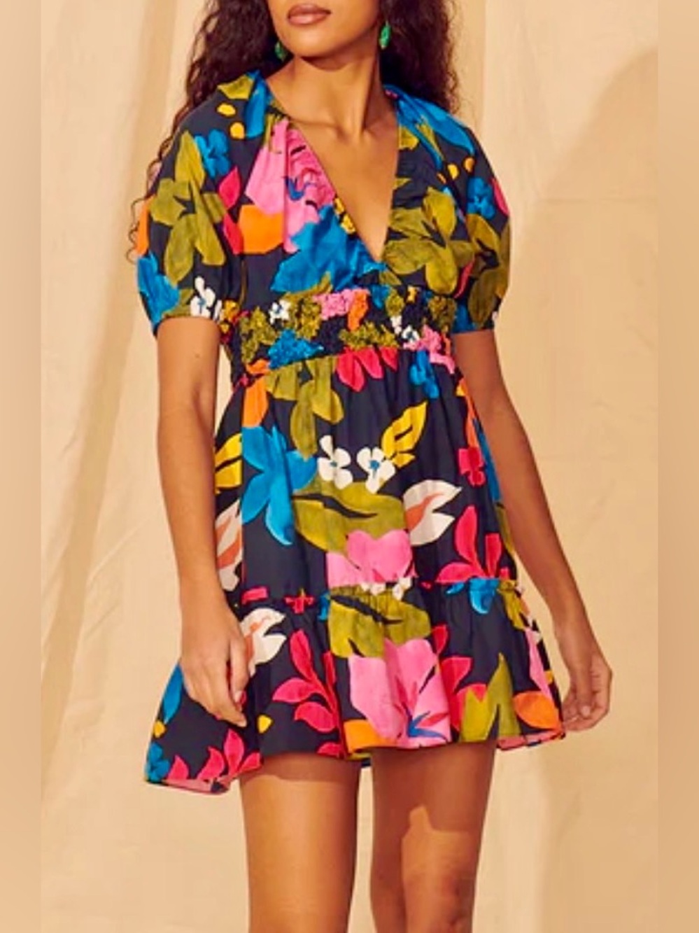 Saylor Women’s Zaira Hawaiian Floral Keyhole Back Dress Size S Sku#105